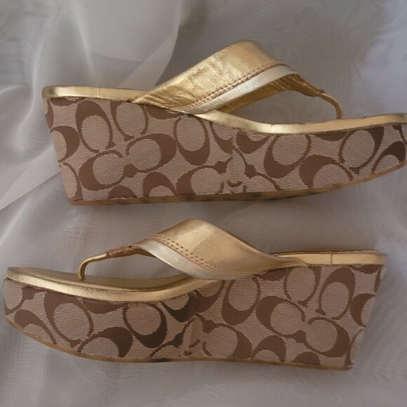 Coach Metallic Gold Women's Sandals - Picture 5 of 12